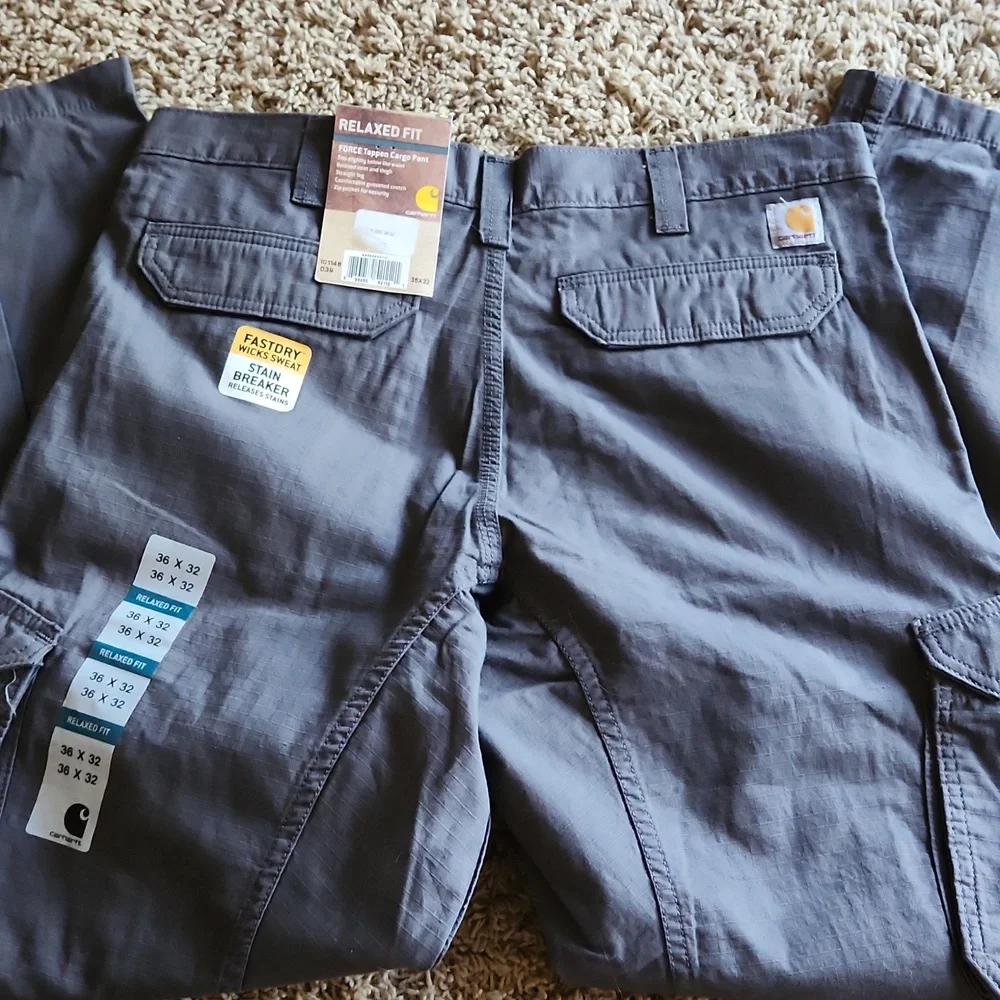 Carhartt NWT Men's Relaxed Fit Gray Cargo Pant Size 36x32 - Picture 8 of 10